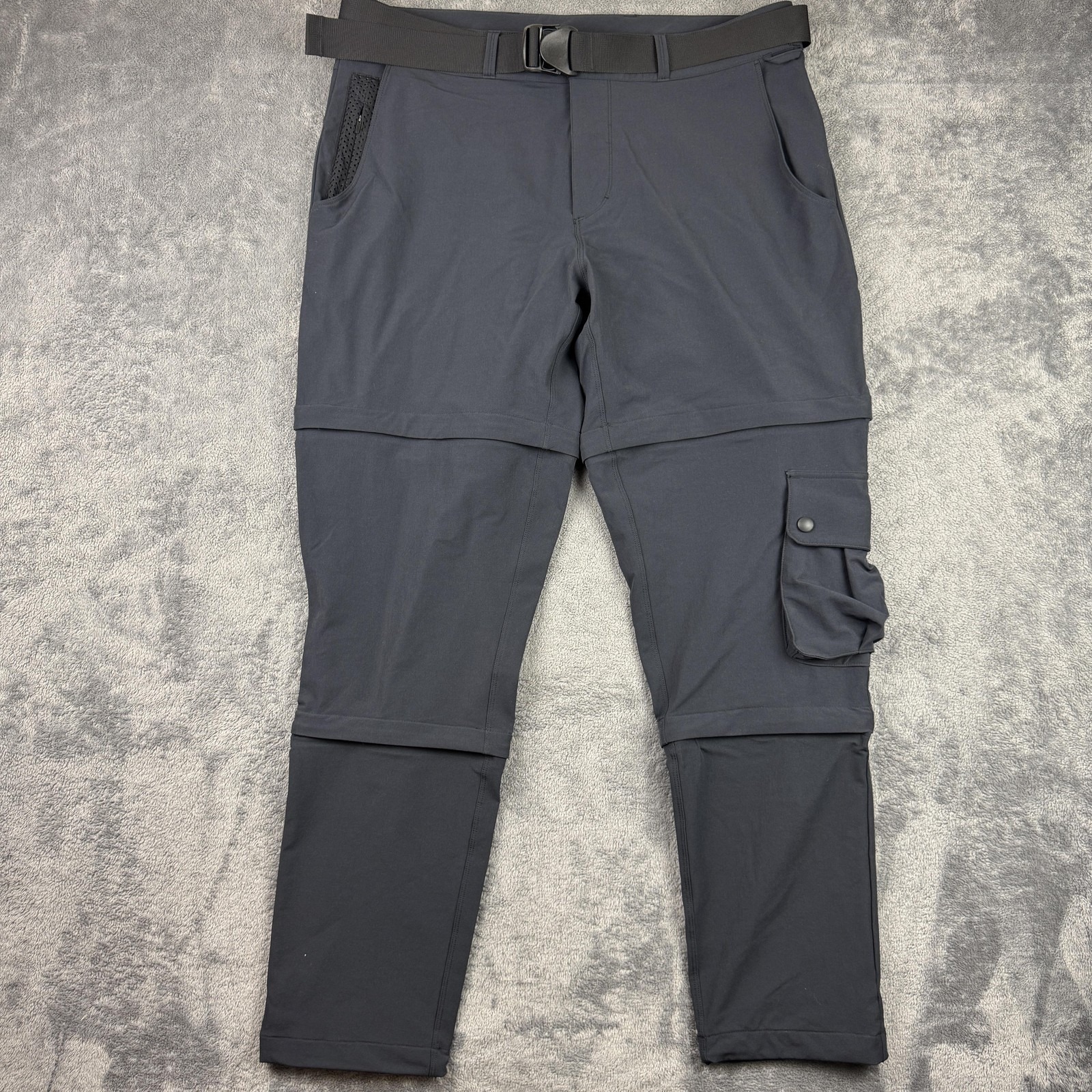 Outdoor Voices Pants Mens Xl Grey Belted Cargo Stretch Nylon Hiking Pockets